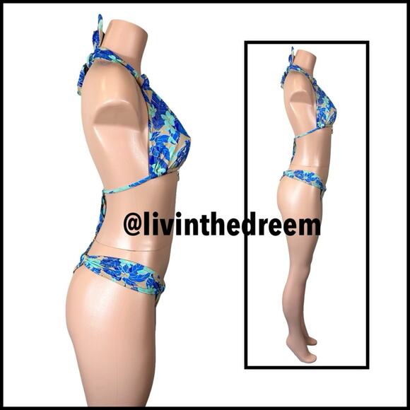 Beach Bunny Emilia Knot Halter Top & Delphin Tango Bottom BlueJungle Floral $206 - Picture 9 of 14